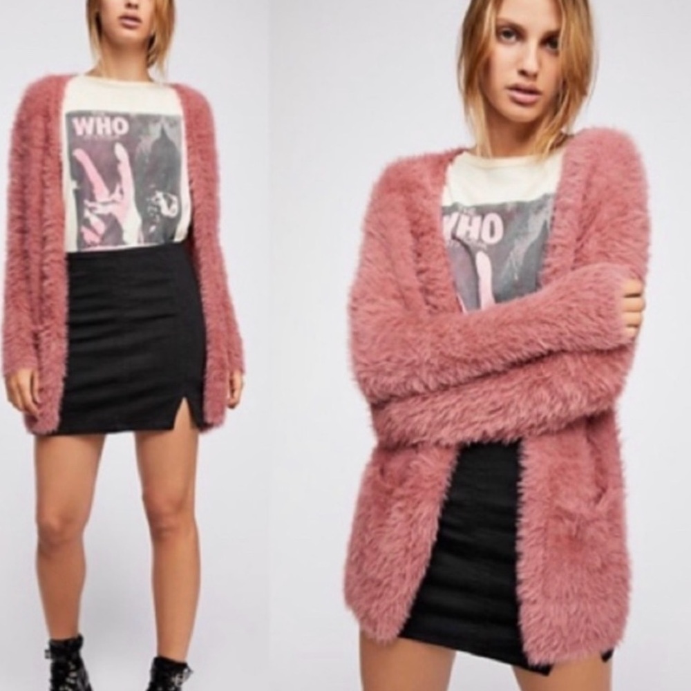 Free People Fuzzy Pink Cardigan - Picture 9 of 10